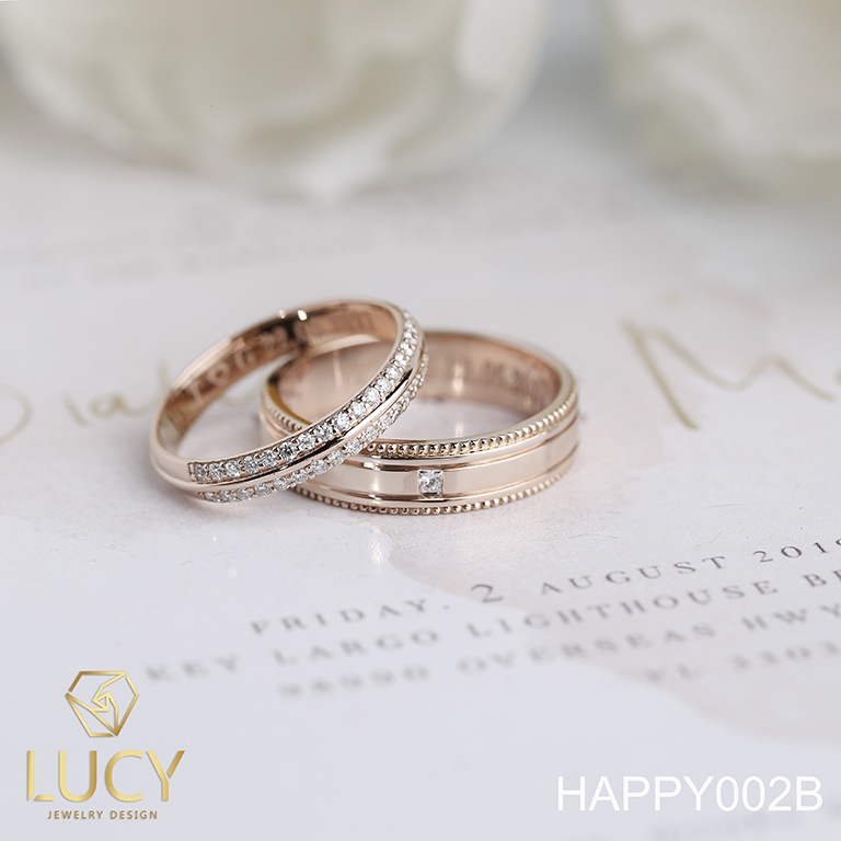 HAPPY002B Nhẫn cưới thiết kế, Nhẫn cưới đẹp, Nhẫn cưới kim cương - Lucy Jewelry