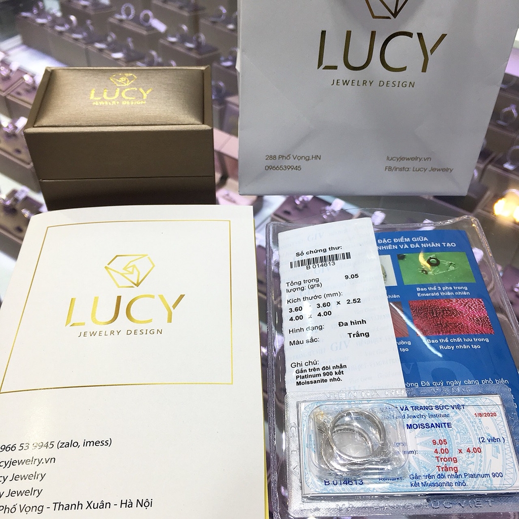 HAPPY001B_PT Nhẫn cưới bạch kim cao cấp Platinum 90% PT900 - Lucy Jewelry
