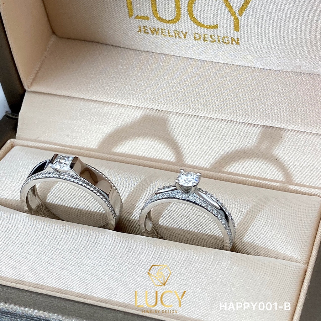 HAPPY001B_PT Nhẫn cưới bạch kim cao cấp Platinum 90% PT900 - Lucy Jewelry