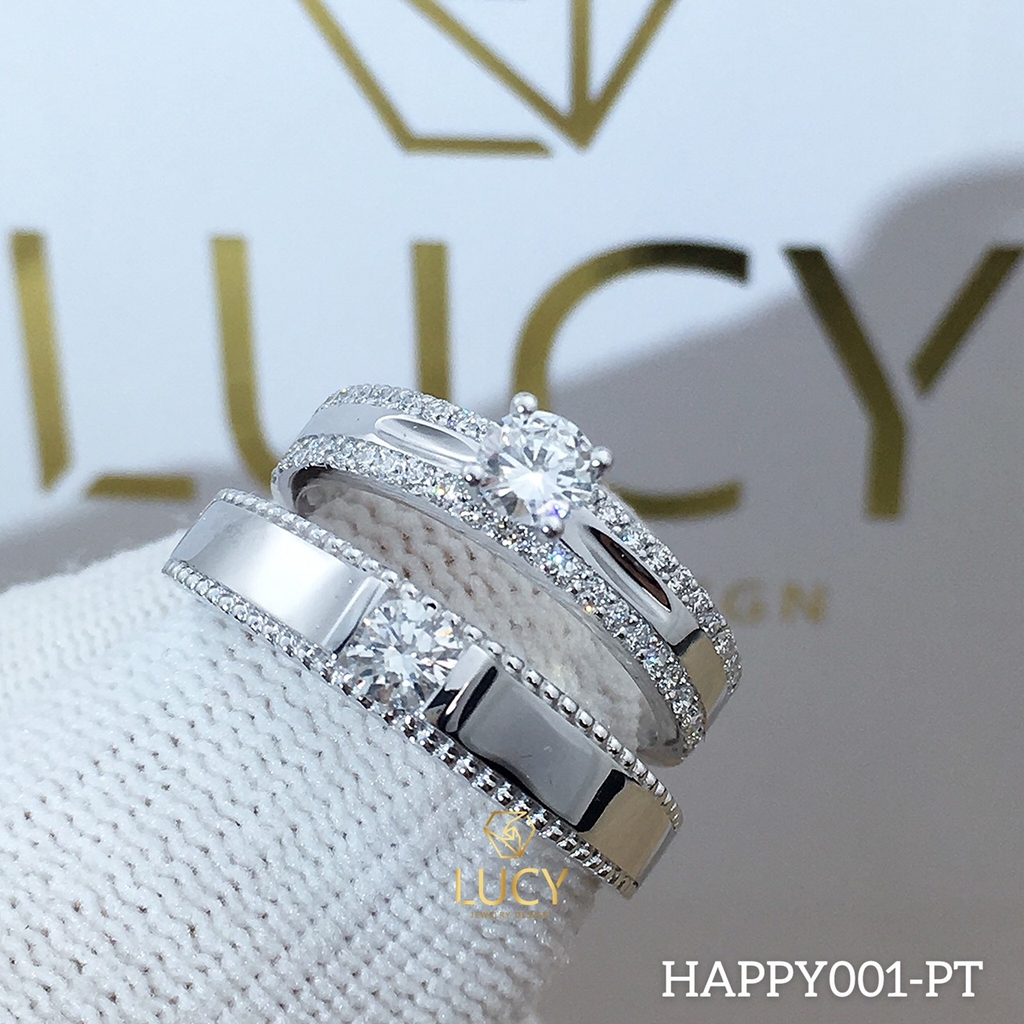 HAPPY001_PT Nhẫn cưới bạch kim cao cấp Platinum 90% PT900 - Lucy Jewelry