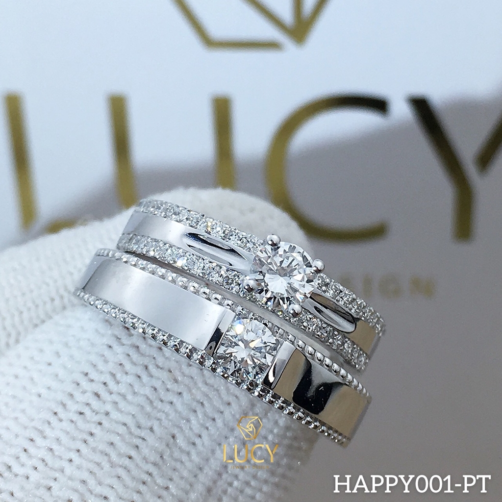 HAPPY001_PT Nhẫn cưới bạch kim cao cấp Platinum 90% PT900 - Lucy Jewelry