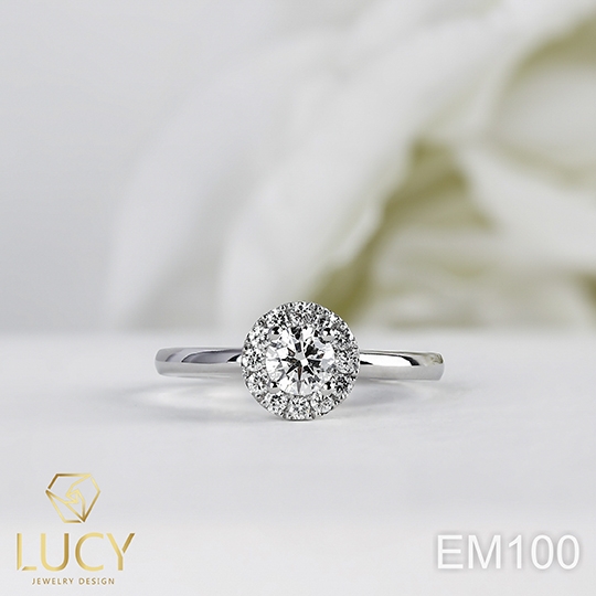 EM100 Nhẫn cầu hôn đính hôn, nhẫn vàng nữ, nhẫn ổ kim cương 4.5mm - Lucy Jewelry