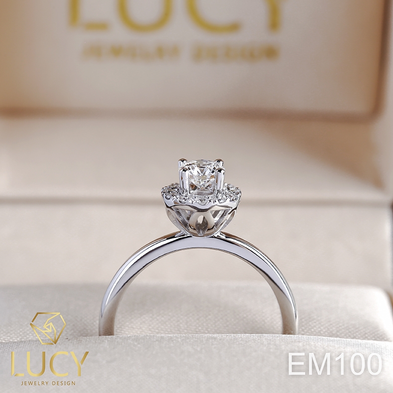 EM100 Nhẫn cầu hôn đính hôn, nhẫn vàng nữ, nhẫn ổ kim cương 4.5mm - Lucy Jewelry