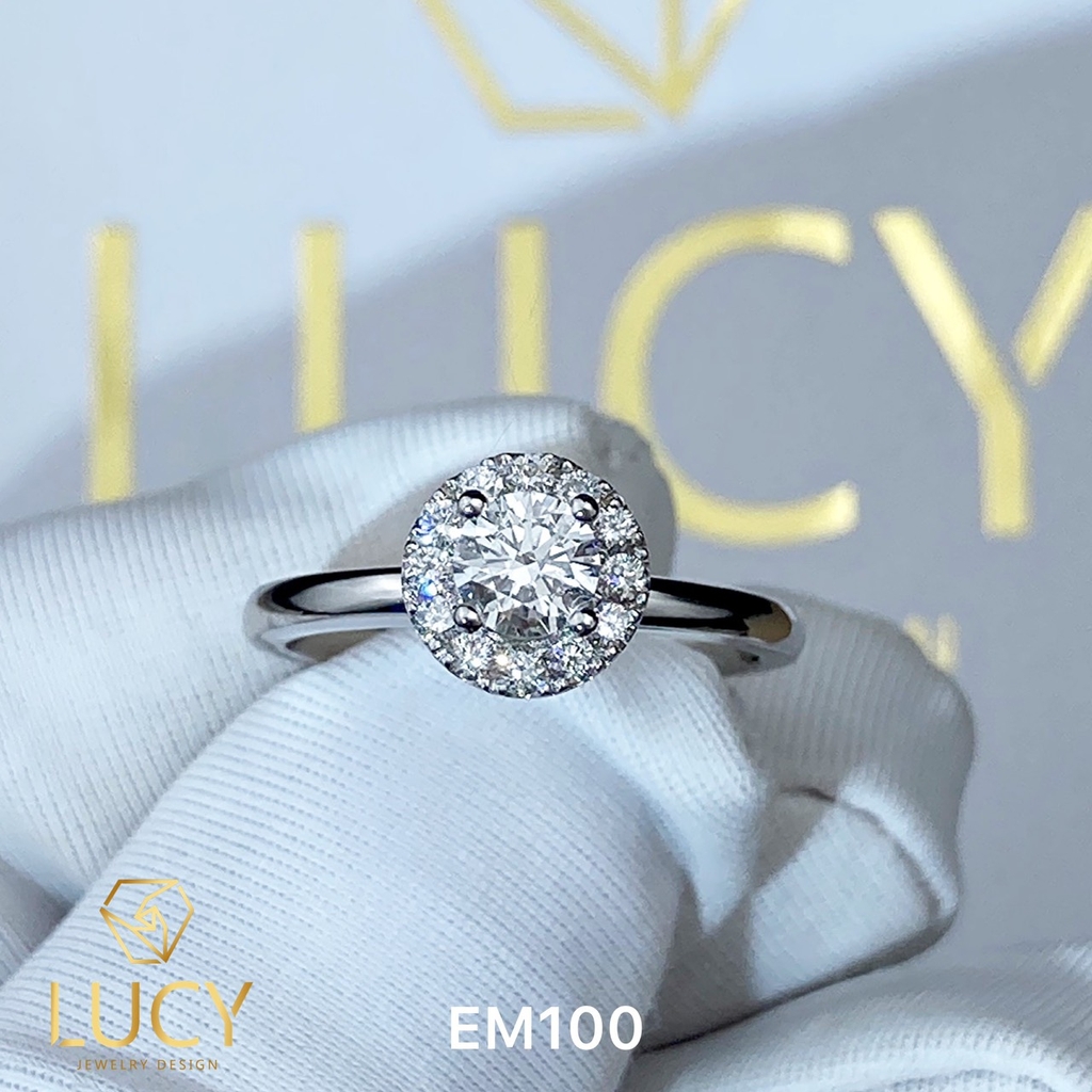 EM100 Nhẫn cầu hôn đính hôn, nhẫn vàng nữ, nhẫn ổ kim cương 4.5mm - Lucy Jewelry