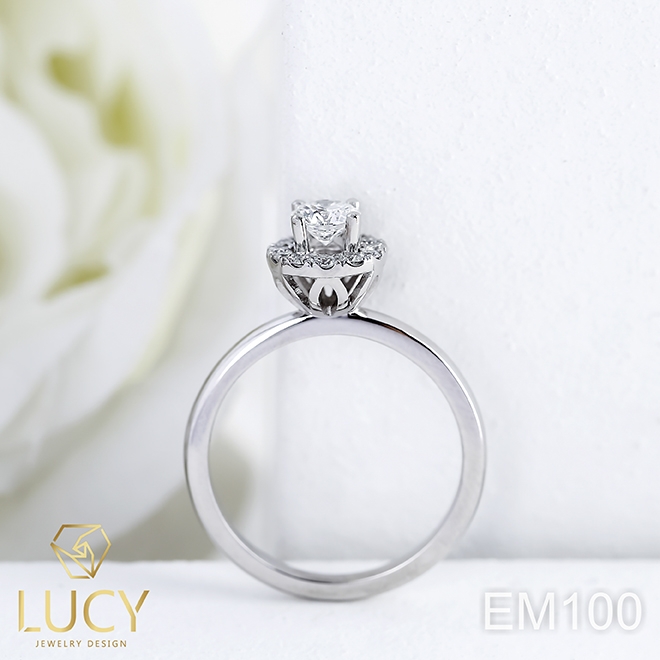 EM100 Nhẫn cầu hôn đính hôn, nhẫn vàng nữ, nhẫn ổ kim cương 4.5mm - Lucy Jewelry