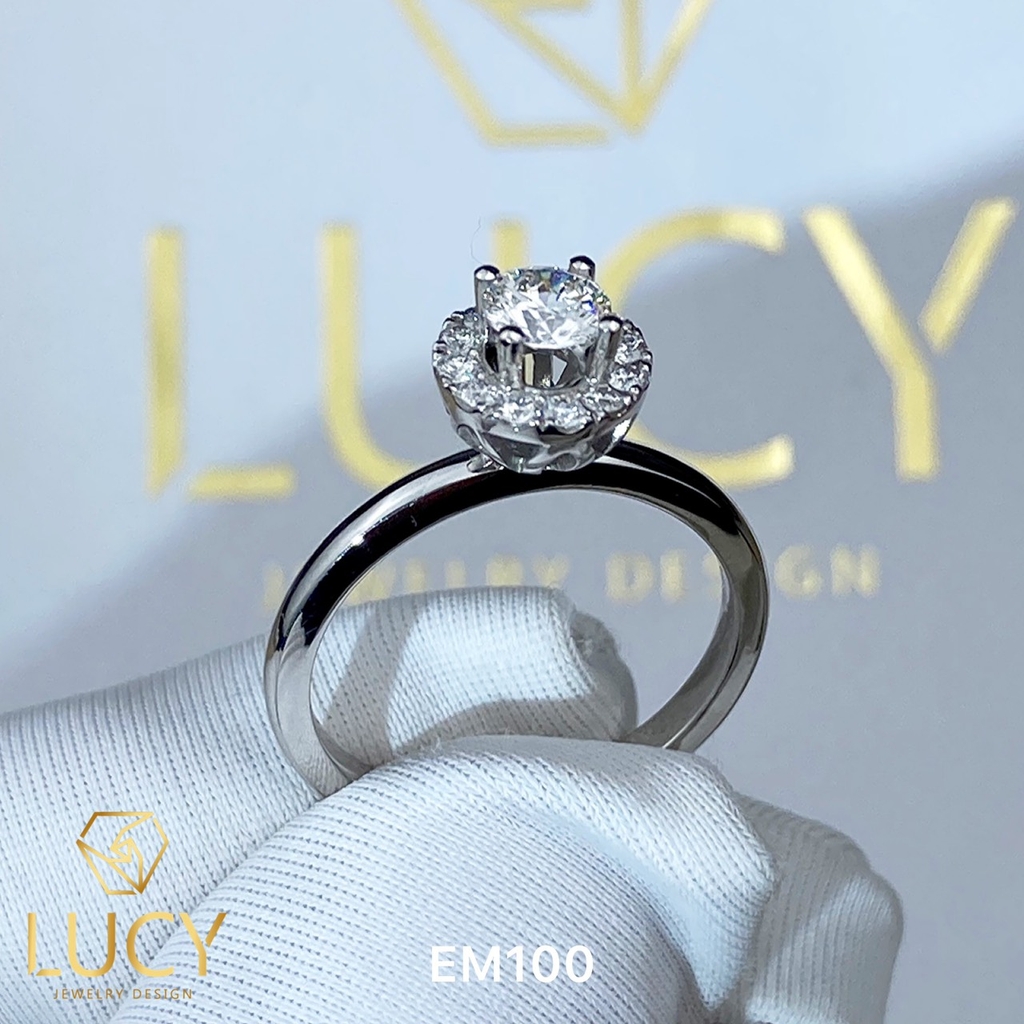 EM100 Nhẫn cầu hôn đính hôn, nhẫn vàng nữ, nhẫn ổ kim cương 4.5mm - Lucy Jewelry