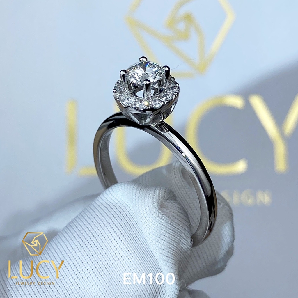 EM100 Nhẫn cầu hôn đính hôn, nhẫn vàng nữ, nhẫn ổ kim cương 4.5mm - Lucy Jewelry