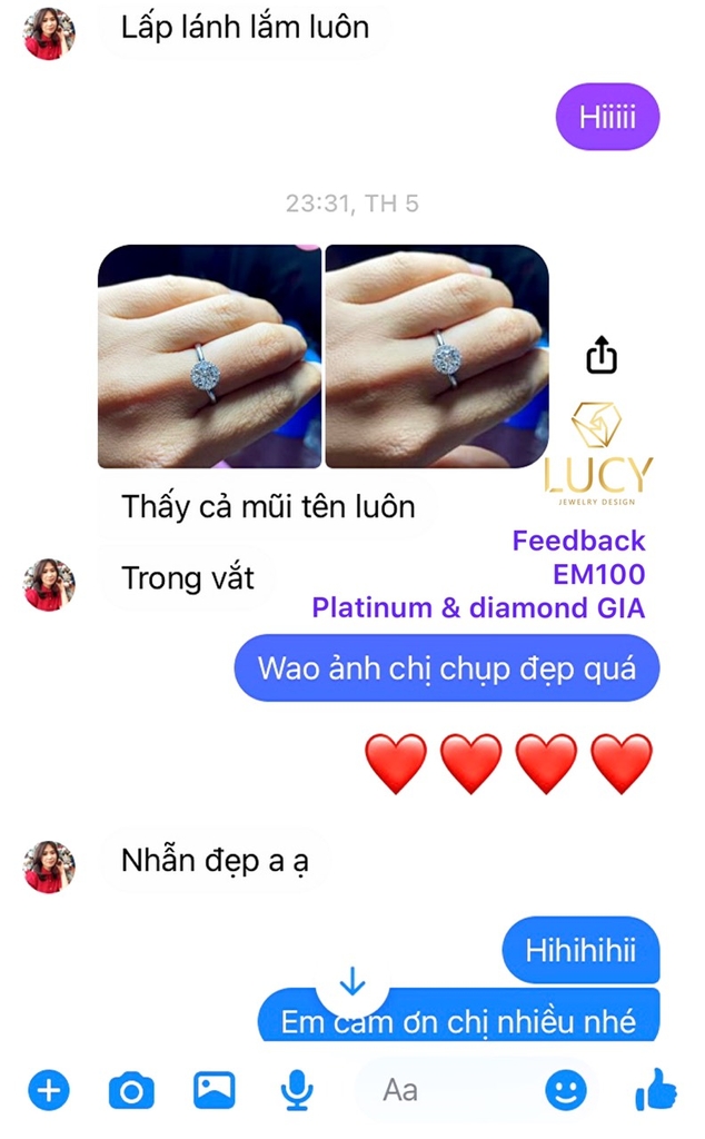 EM100 Nhẫn cầu hôn đính hôn, nhẫn vàng nữ, nhẫn ổ kim cương 4.5mm - Lucy Jewelry