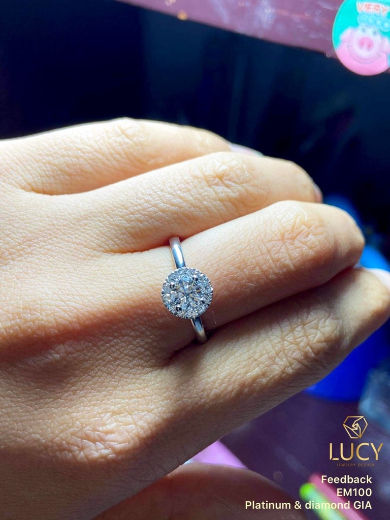 EM100 Nhẫn cầu hôn đính hôn, nhẫn vàng nữ, nhẫn ổ kim cương 4.5mm - Lucy Jewelry