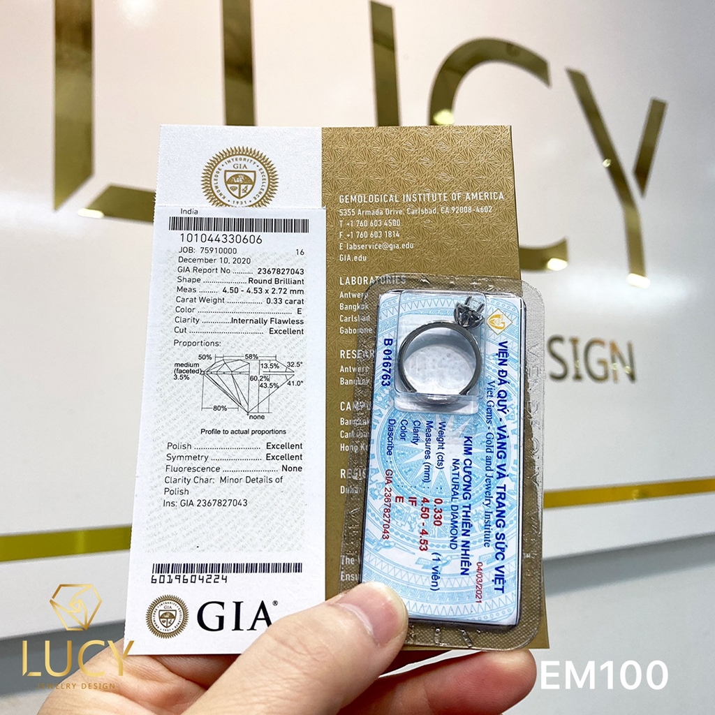 EM100 Nhẫn cầu hôn đính hôn, nhẫn vàng nữ, nhẫn ổ kim cương 4.5mm - Lucy Jewelry