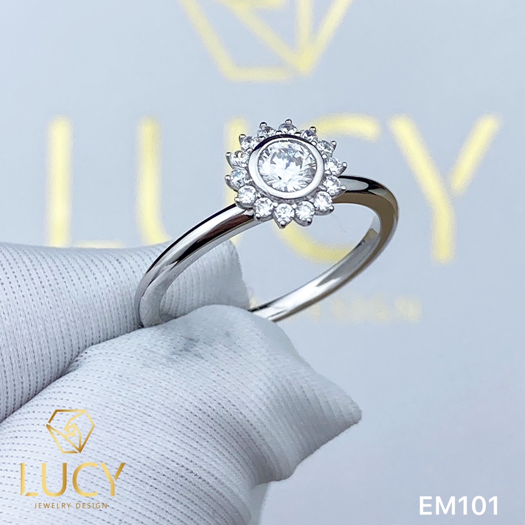 EM101 Nhẫn cầu hôn đính hôn, nhẫn vàng nữ, nhẫn ổ kim cương 3.5mm - Lucy Jewelry