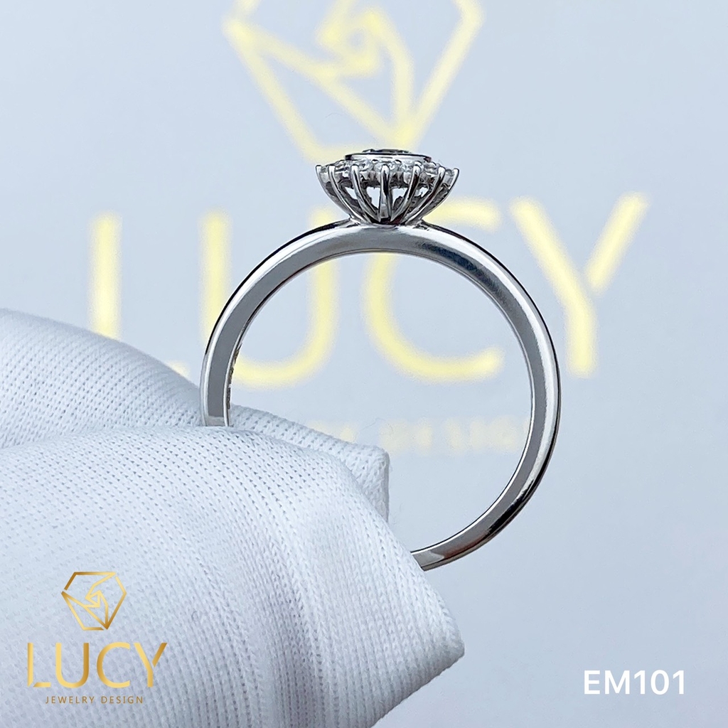 EM101 Nhẫn cầu hôn đính hôn, nhẫn vàng nữ, nhẫn ổ kim cương 3.5mm - Lucy Jewelry