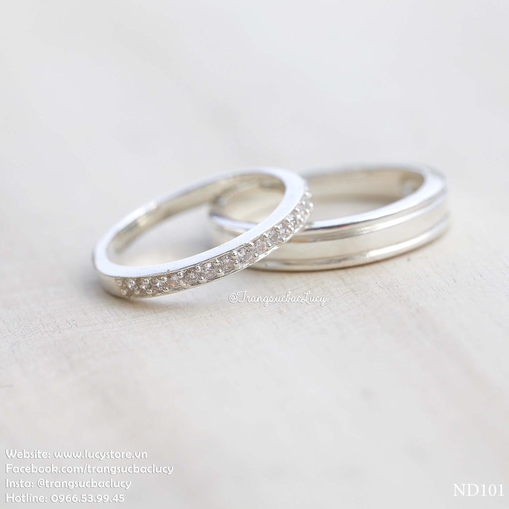 Nhẫn đôi nhẫn cặp bạc Lucy - ND101