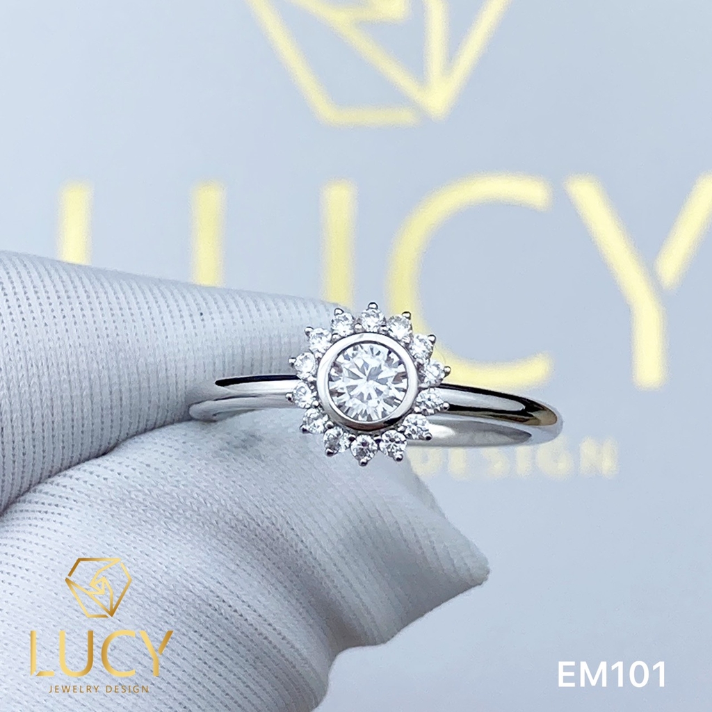 EM101 Nhẫn cầu hôn đính hôn, nhẫn vàng nữ, nhẫn ổ kim cương 3.5mm - Lucy Jewelry