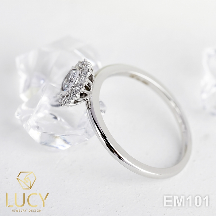 EM101 Nhẫn cầu hôn đính hôn, nhẫn vàng nữ, nhẫn ổ kim cương 3.5mm - Lucy Jewelry