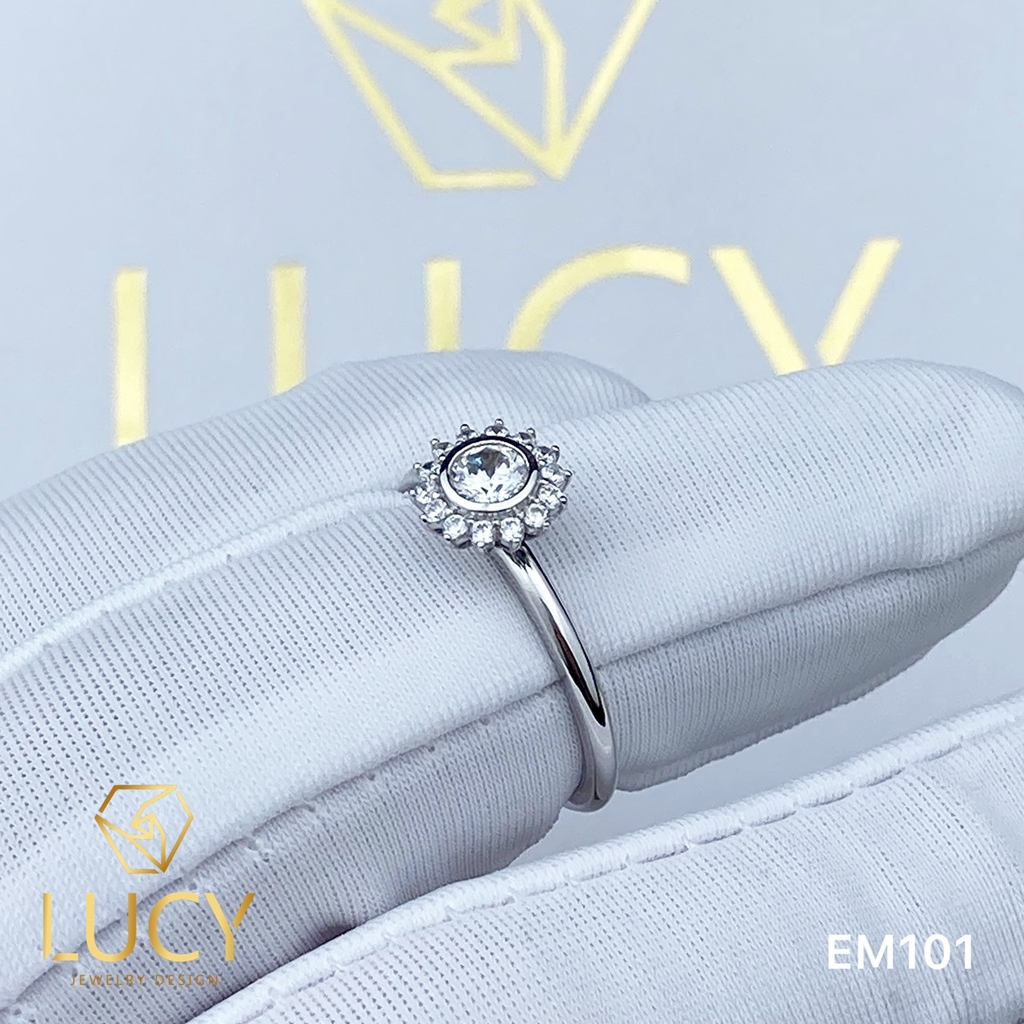 EM101 Nhẫn cầu hôn đính hôn, nhẫn vàng nữ, nhẫn ổ kim cương 3.5mm - Lucy Jewelry