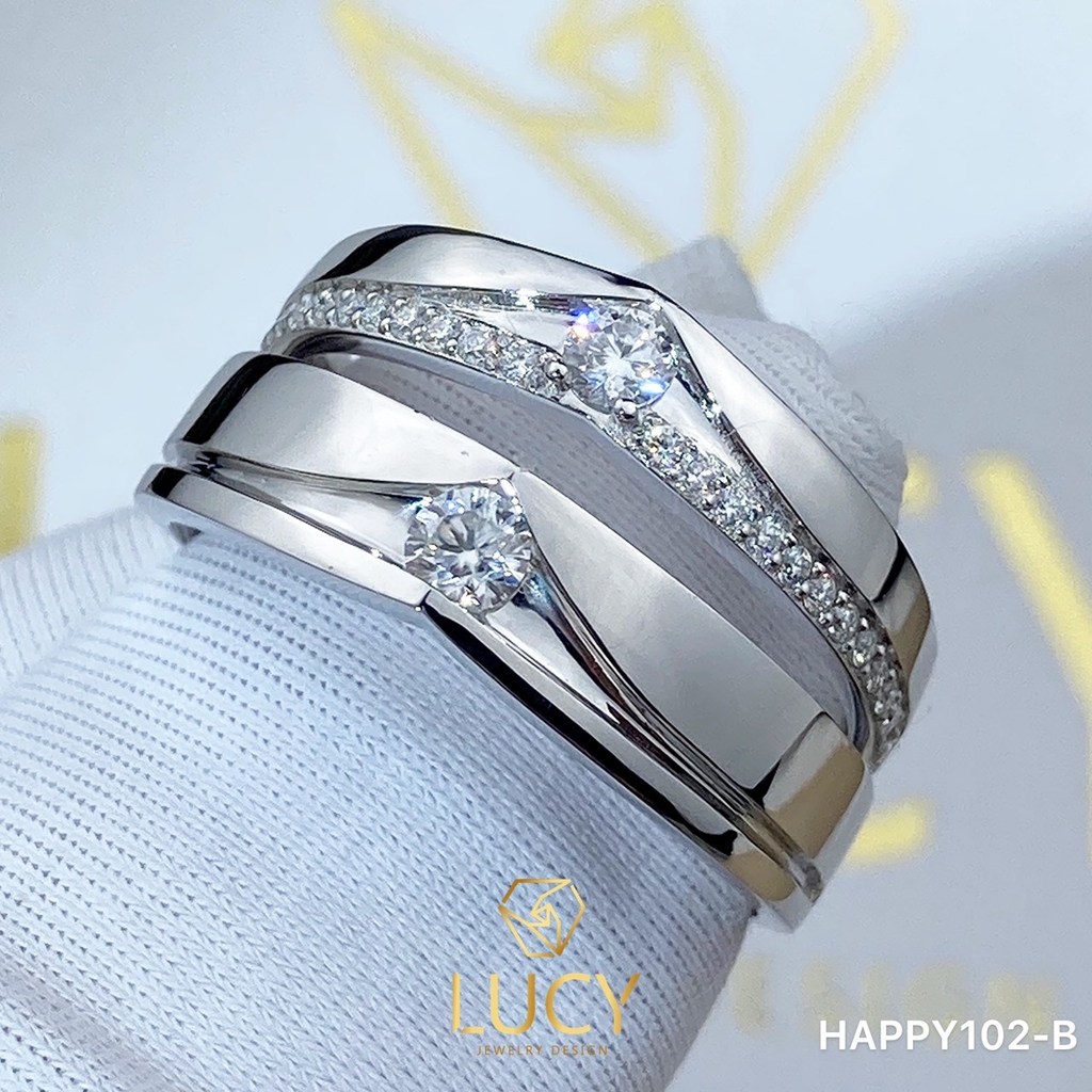 HAPPY102B_PT Nhẫn cưới bạch kim cao cấp Platinum 90% PT900 - Lucy Jewelry