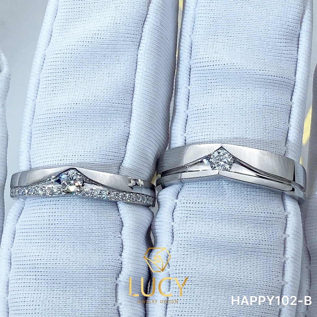 HAPPY102B_PT Nhẫn cưới bạch kim cao cấp Platinum 90% PT900 - Lucy Jewelry