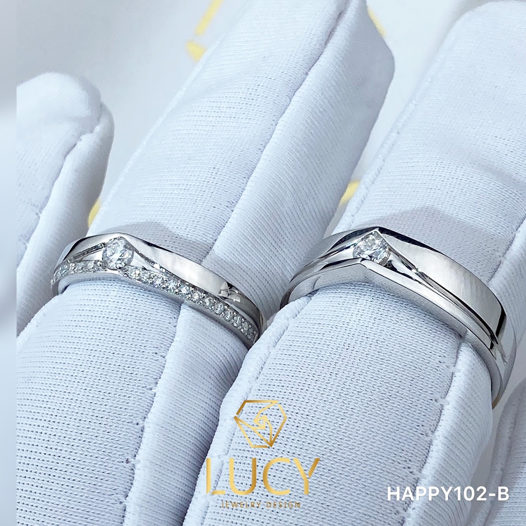 HAPPY102B_PT Nhẫn cưới bạch kim cao cấp Platinum 90% PT900 - Lucy Jewelry