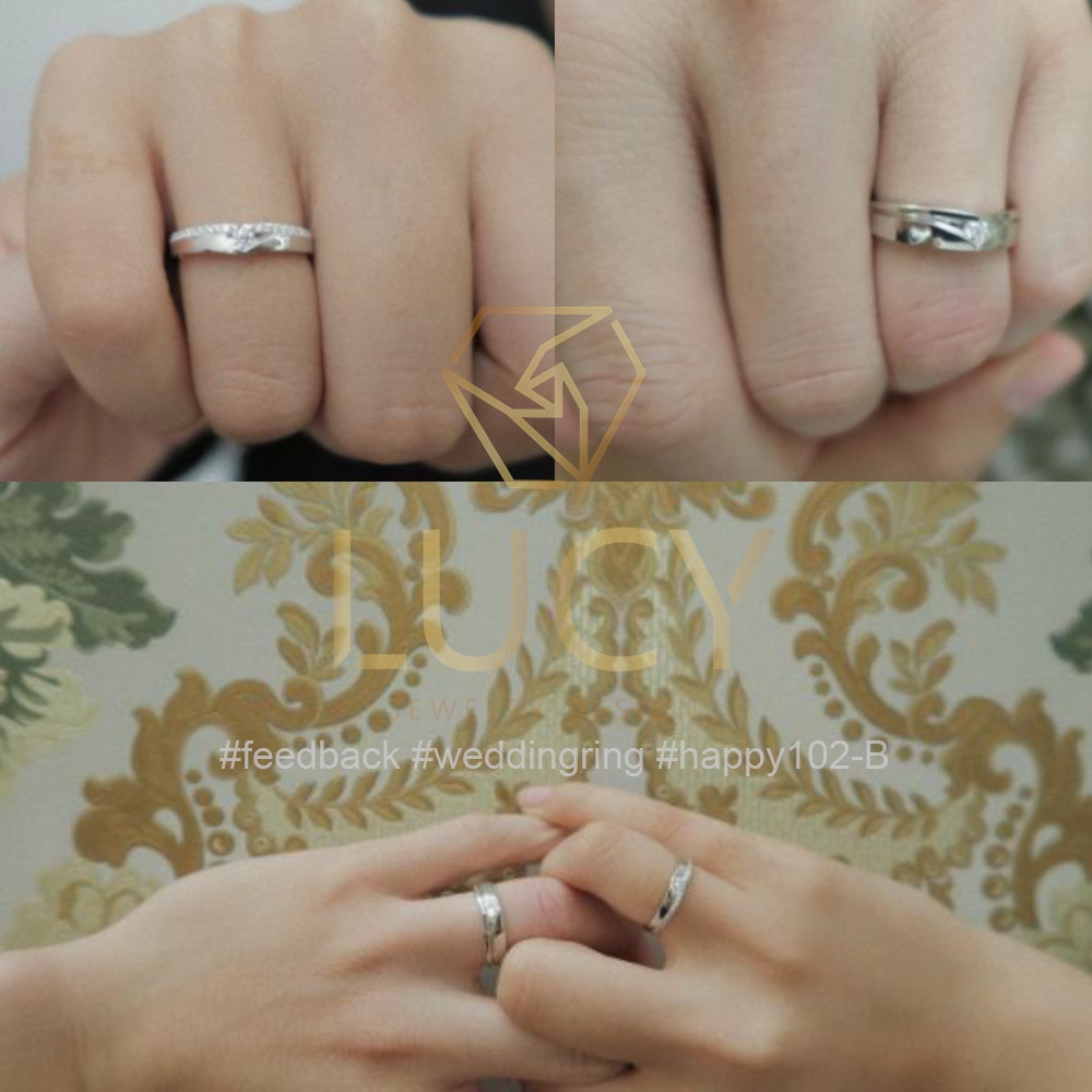HAPPY102B_PT Nhẫn cưới bạch kim cao cấp Platinum 90% PT900 - Lucy Jewelry