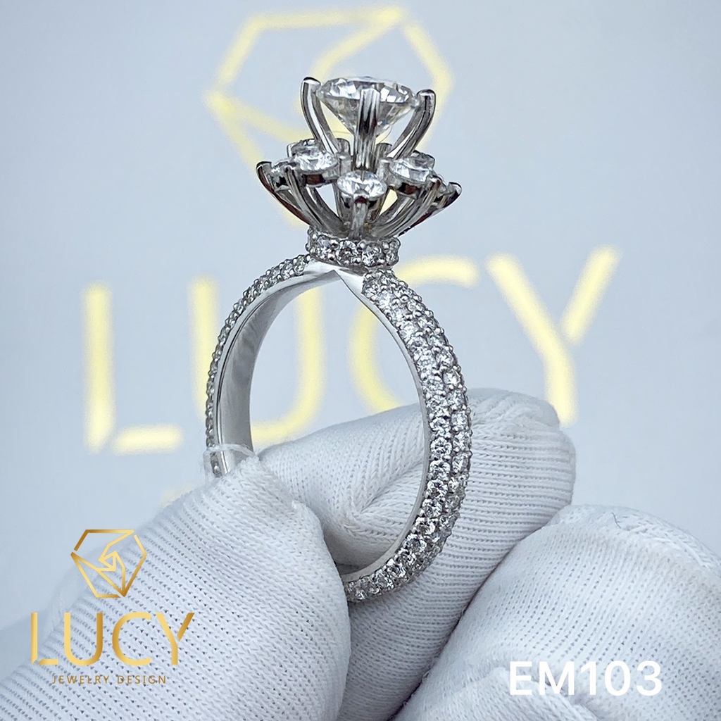 EM103 Nhẫn cầu hôn đính hôn, nhẫn vàng nữ, nhẫn ổ kim cương 5.4mm - Lucy Jewelry