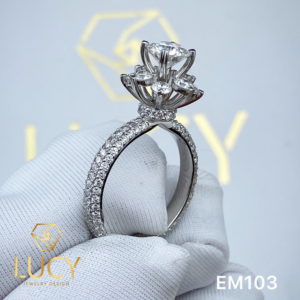 EM103 Nhẫn cầu hôn đính hôn, nhẫn vàng nữ, nhẫn ổ kim cương 5.4mm - Lucy Jewelry