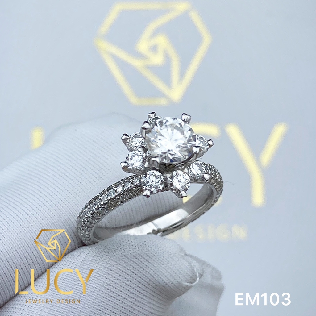 EM103 Nhẫn cầu hôn đính hôn, nhẫn vàng nữ, nhẫn ổ kim cương 5.4mm - Lucy Jewelry