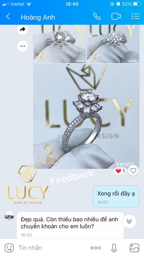 EM103 Nhẫn cầu hôn đính hôn, nhẫn vàng nữ, nhẫn ổ kim cương 5.4mm - Lucy Jewelry