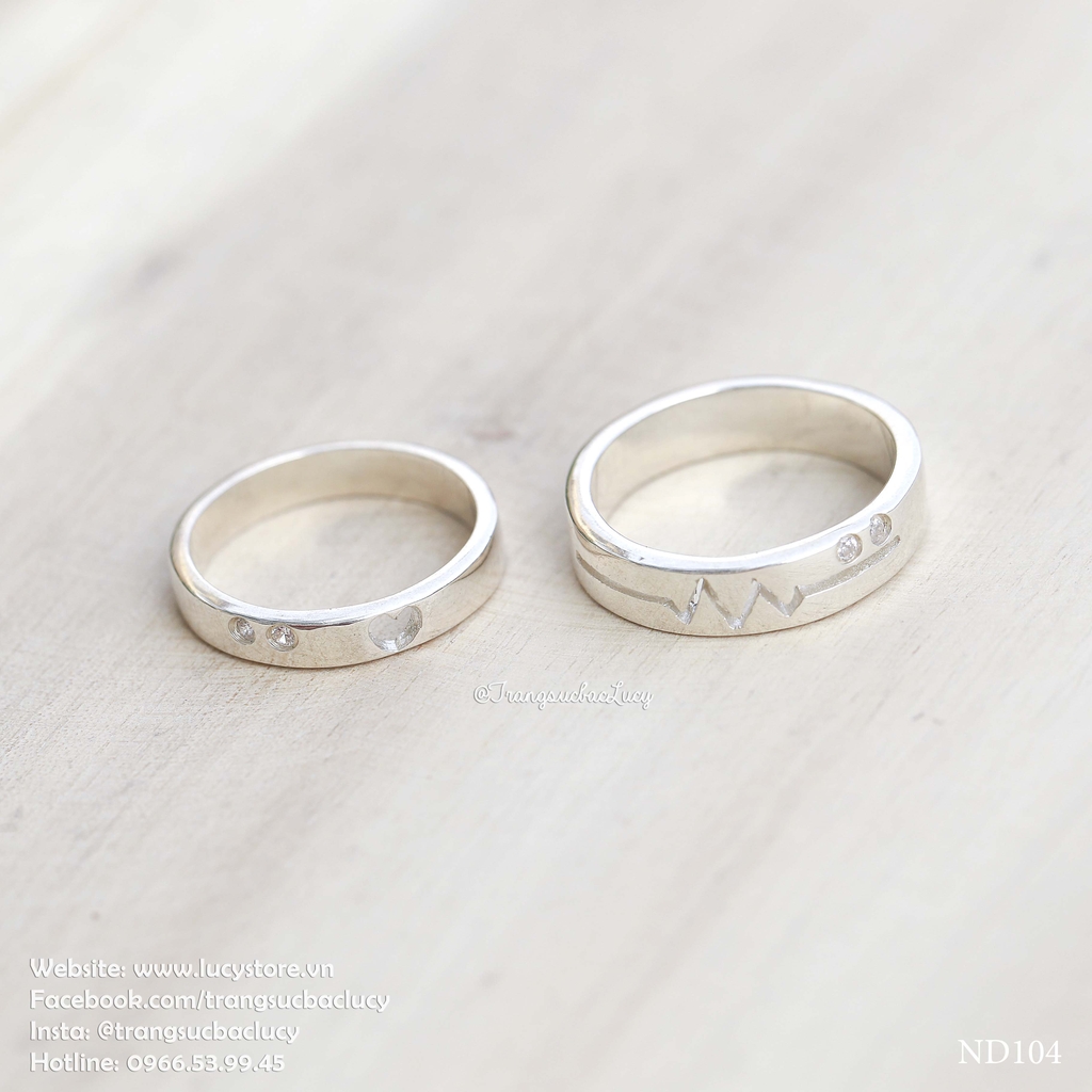 Nhẫn đôi nhẫn cặp bạc Lucy - ND104