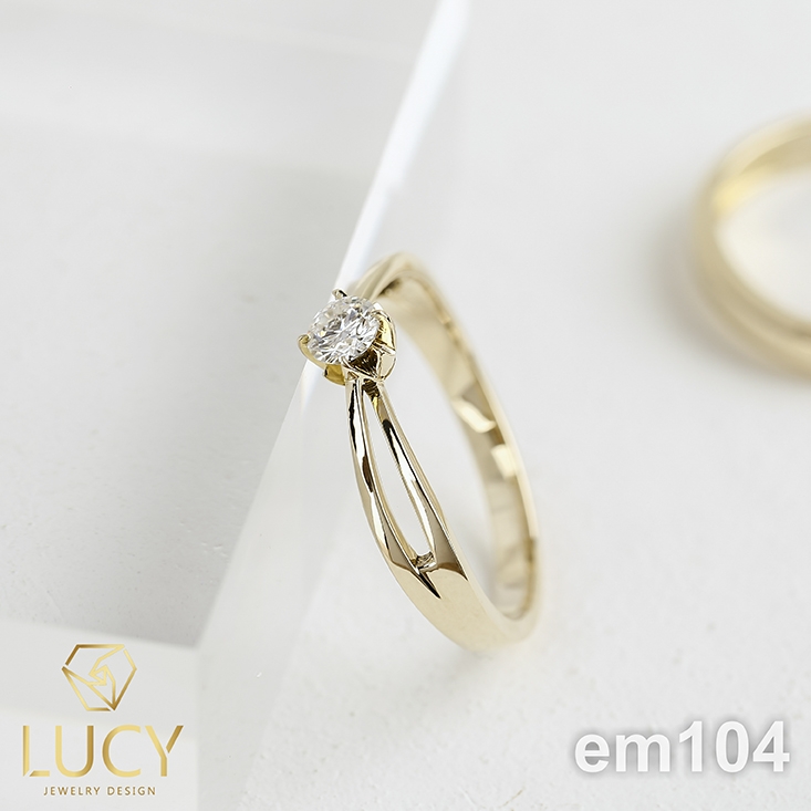 EM104 Nhẫn cầu hôn đính hôn, nhẫn vàng nữ, nhẫn ổ kim cương 4mm - Lucy Jewelry