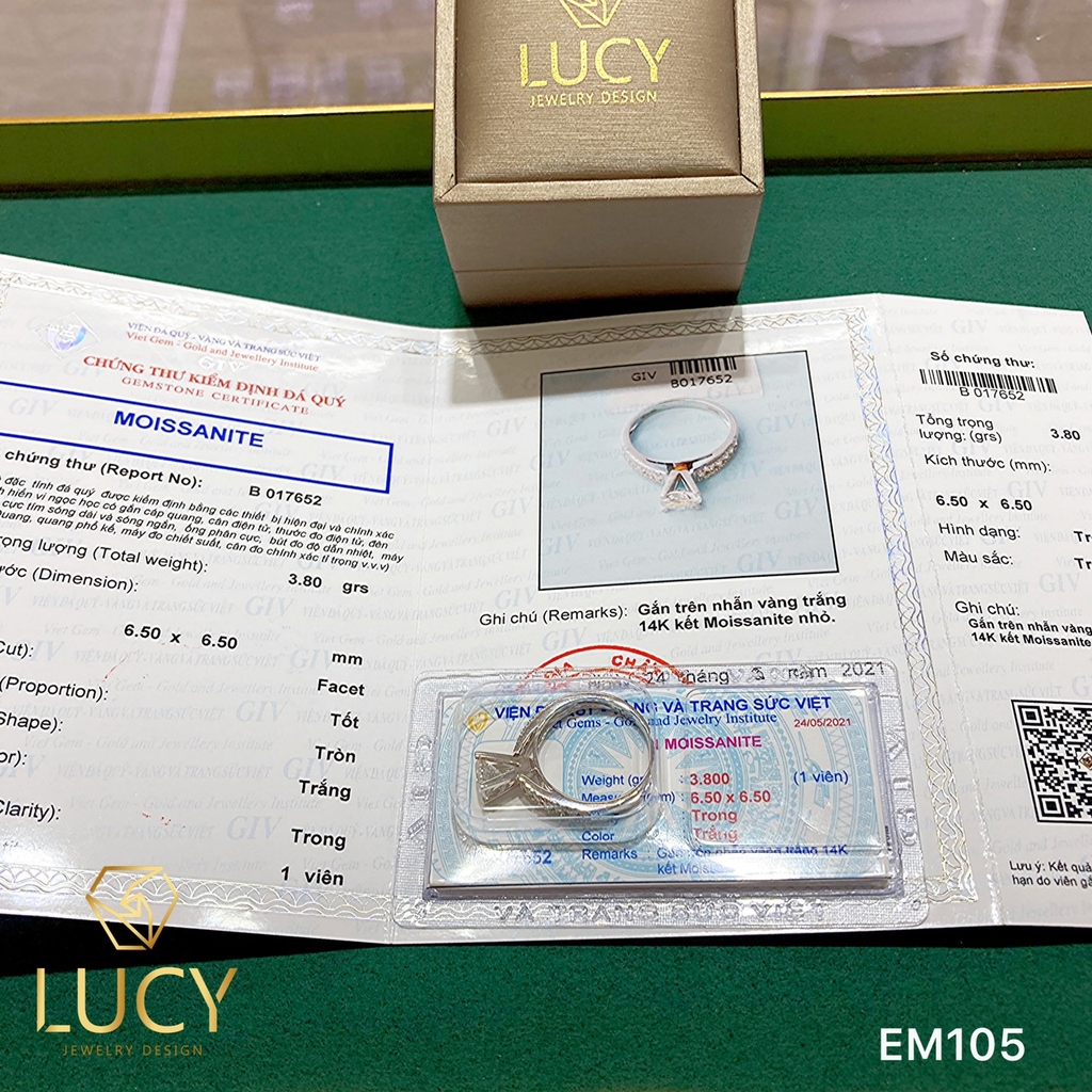 EM105 Nhẫn cầu hôn đính hôn, nhẫn vàng nữ, nhẫn ổ kim cương 6.5mm 6.3mm - Lucy Jewelry