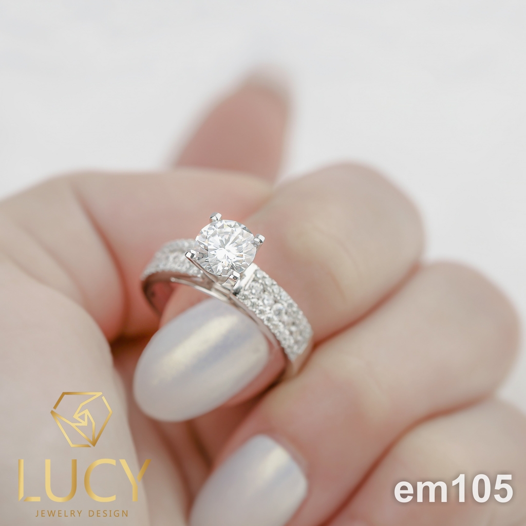 EM105 Nhẫn cầu hôn đính hôn, nhẫn vàng nữ, nhẫn ổ kim cương 6.5mm 6.3mm - Lucy Jewelry