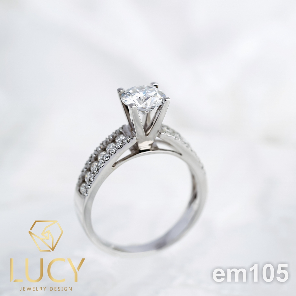 EM105 Nhẫn cầu hôn đính hôn, nhẫn vàng nữ, nhẫn ổ kim cương 6.5mm 6.3mm - Lucy Jewelry