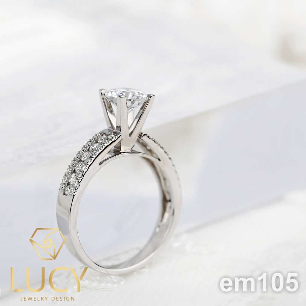 EM105 Nhẫn cầu hôn đính hôn, nhẫn vàng nữ, nhẫn ổ kim cương 6.5mm 6.3mm - Lucy Jewelry