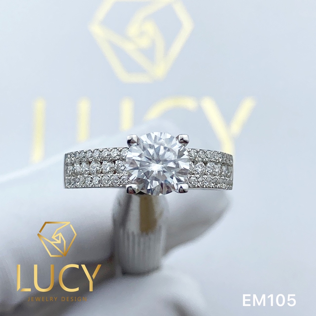 EM105 Nhẫn cầu hôn đính hôn, nhẫn vàng nữ, nhẫn ổ kim cương 6.5mm 6.3mm - Lucy Jewelry