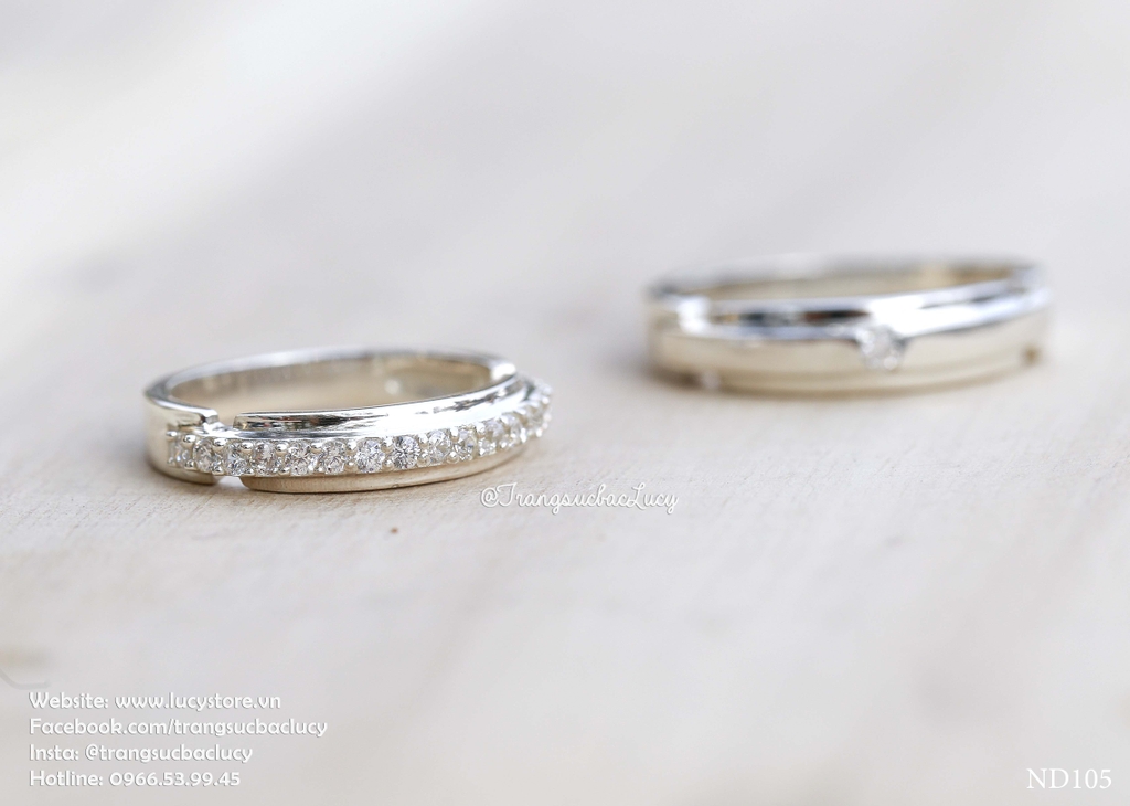 Nhẫn đôi nhẫn cặp bạc Lucy - ND105