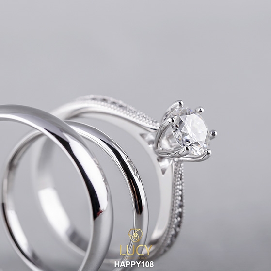 HAPPY108_PT Nhẫn cưới bạch kim cao cấp Platinum 90% PT900 - Lucy Jewelry