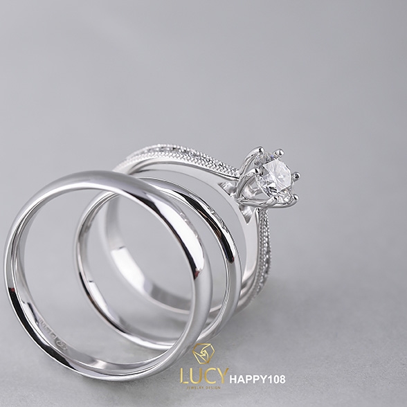 HAPPY108_PT Nhẫn cưới bạch kim cao cấp Platinum 90% PT900 - Lucy Jewelry