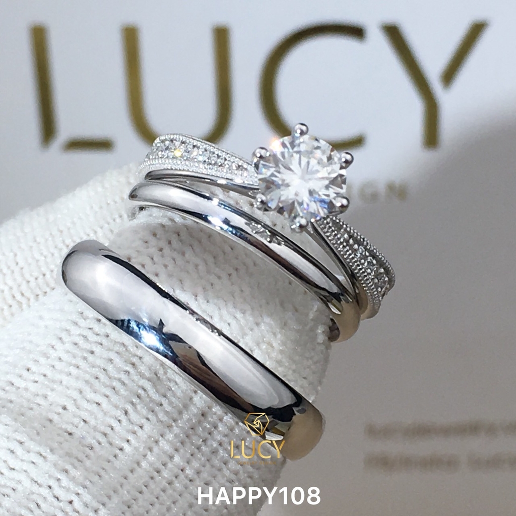 HAPPY108_PT Nhẫn cưới bạch kim cao cấp Platinum 90% PT900 - Lucy Jewelry