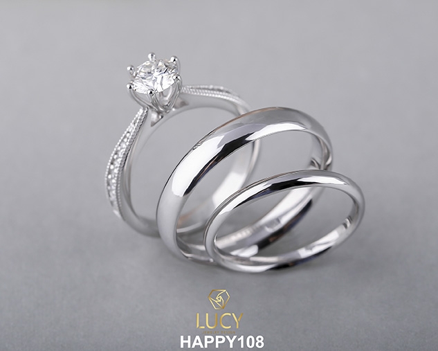 HAPPY108_PT Nhẫn cưới bạch kim cao cấp Platinum 90% PT900 - Lucy Jewelry