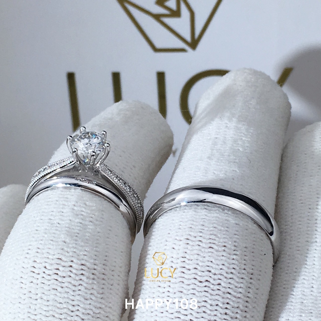 HAPPY108_PT Nhẫn cưới bạch kim cao cấp Platinum 90% PT900 - Lucy Jewelry