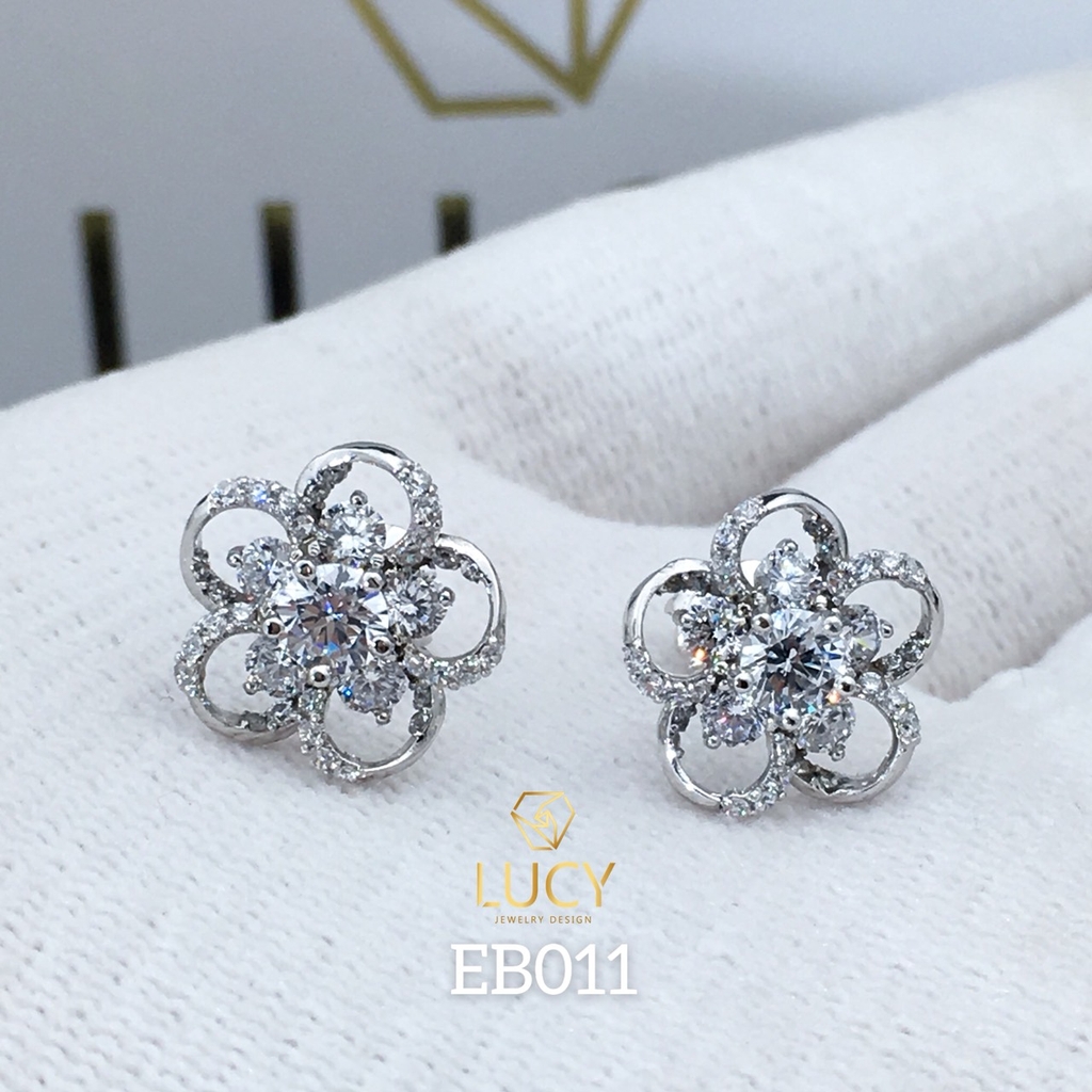 EB011 Khuyên tai vàng, khuyên tai bông hoa, bông tai thiết kế - Lucy Jewelry