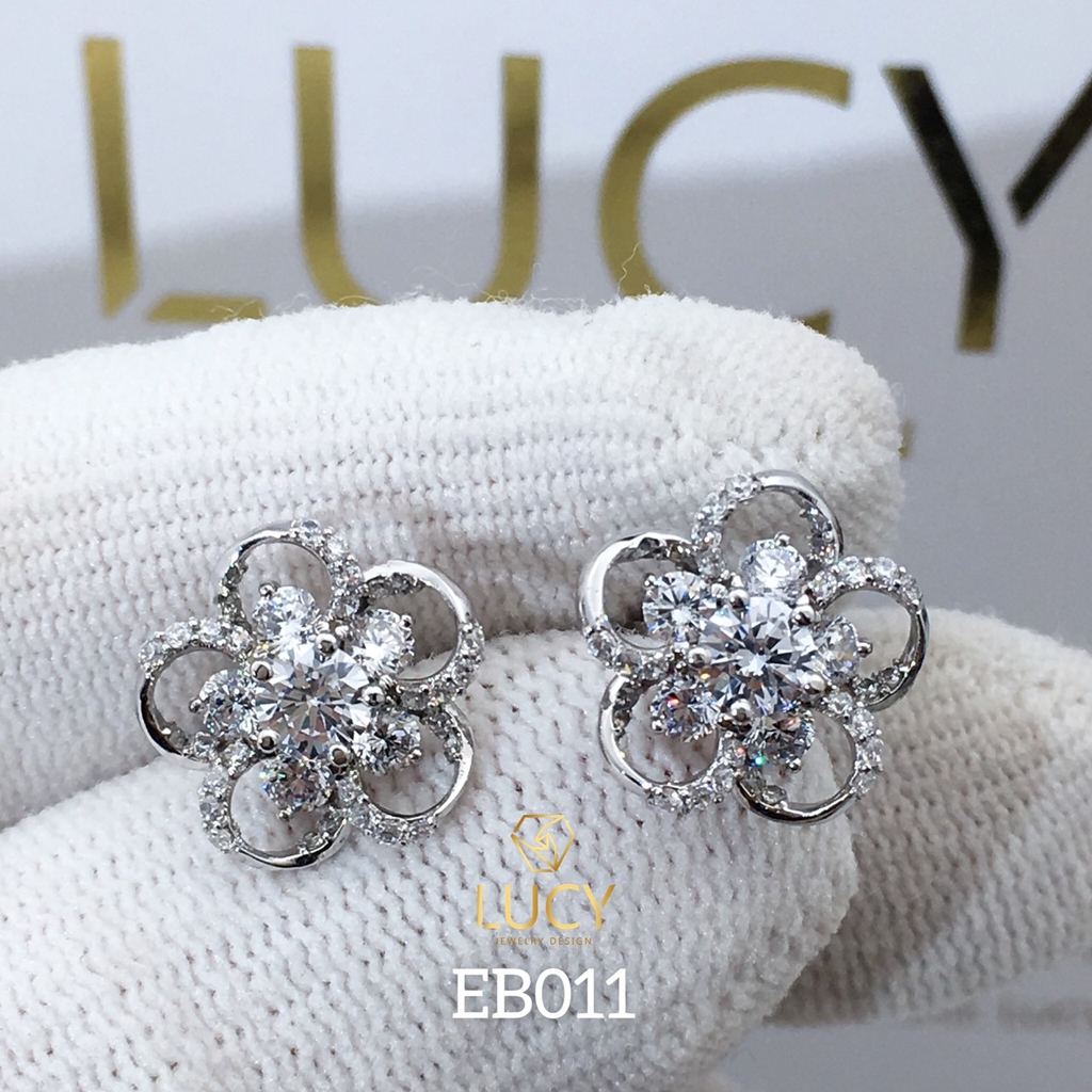 EB011 Khuyên tai vàng, khuyên tai bông hoa, bông tai thiết kế - Lucy Jewelry