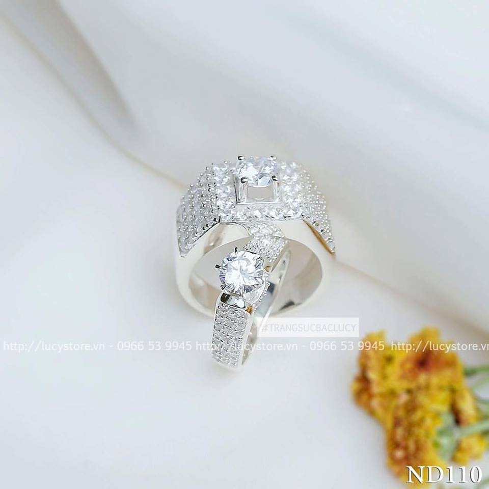 Nhẫn đôi nhẫn cặp đẹp bạc Lucy - ND110