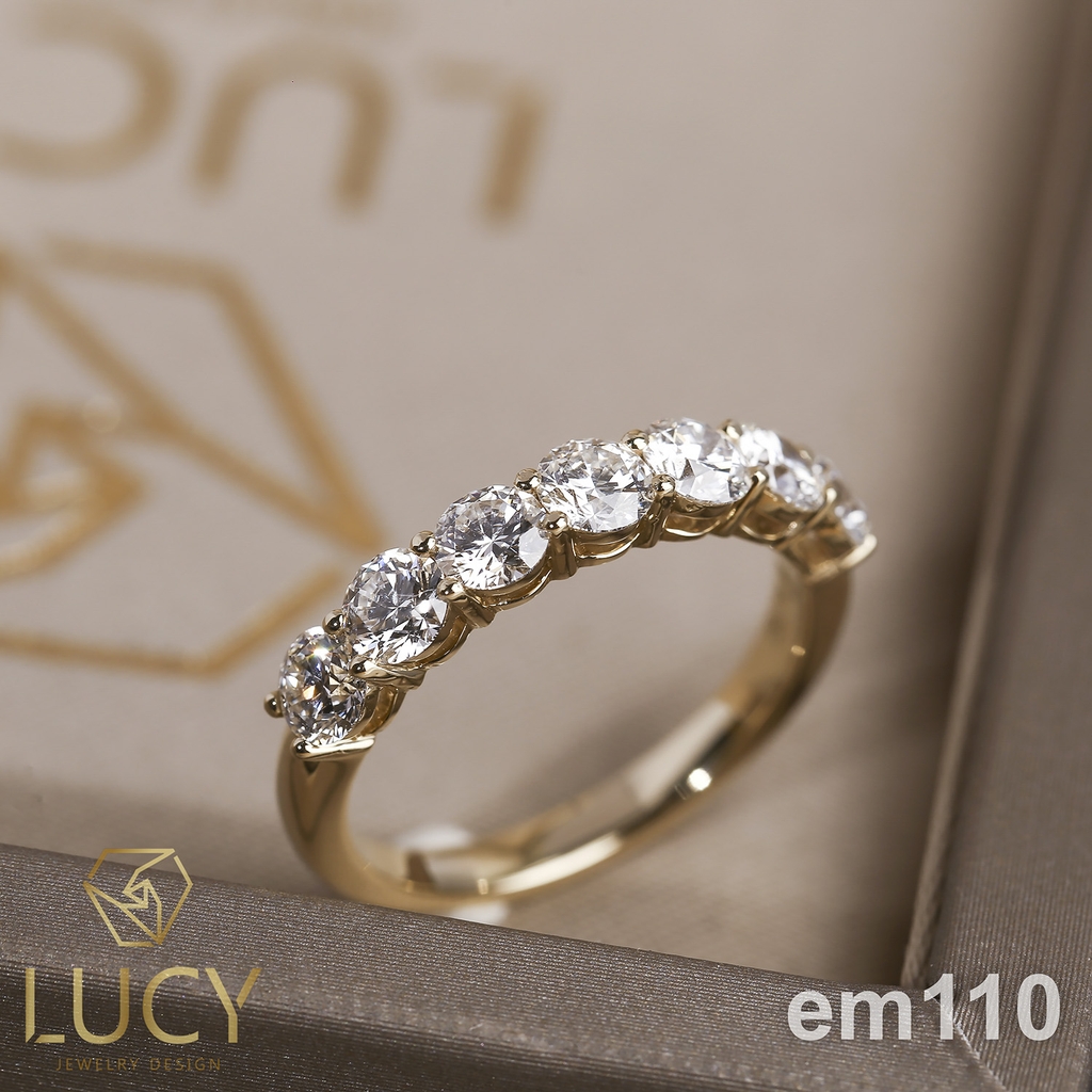 EM110 Nhẫn nữ kết ngang 7 viên 3.6mm - Lucy Jewelry