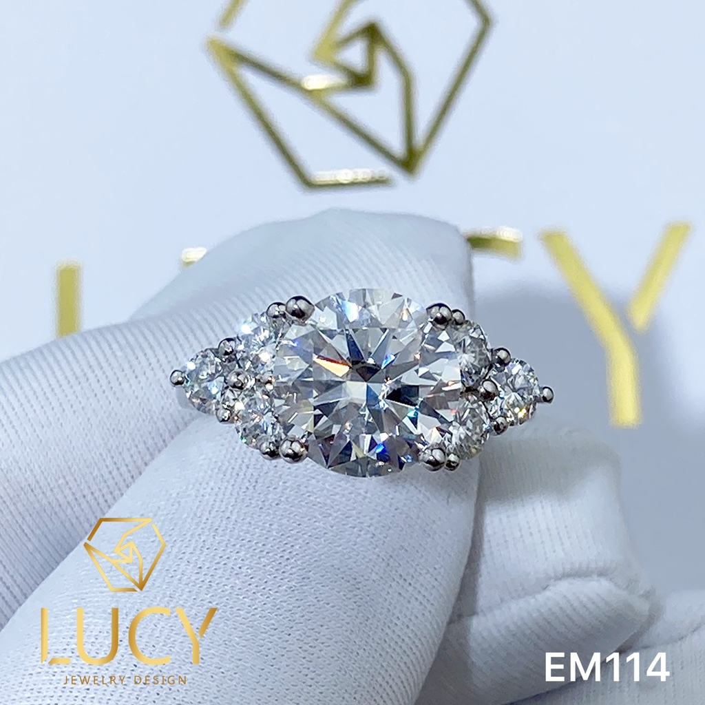 EM114 - Nhẫn cầu hôn đính hôn, Nhẫn vàng nữ, Nhẫn ổ kim cương viên chủ 9.5mm - Lucy Jewelry