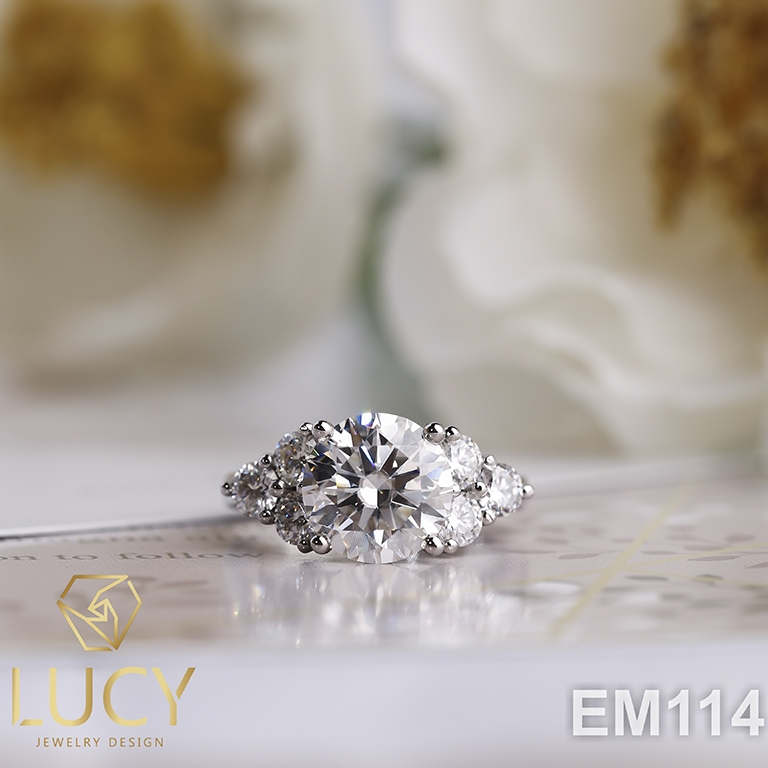 EM114 - Nhẫn cầu hôn đính hôn, Nhẫn vàng nữ, Nhẫn ổ kim cương viên chủ 9.5mm - Lucy Jewelry