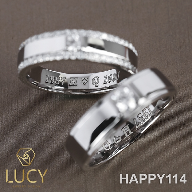 HAPPY114 Nhẫn cưới thiết kế, nhẫn cưới đẹp, nhẫn cưới cao cấp, nhẫn cưới kim cương - Lucy Jewelry