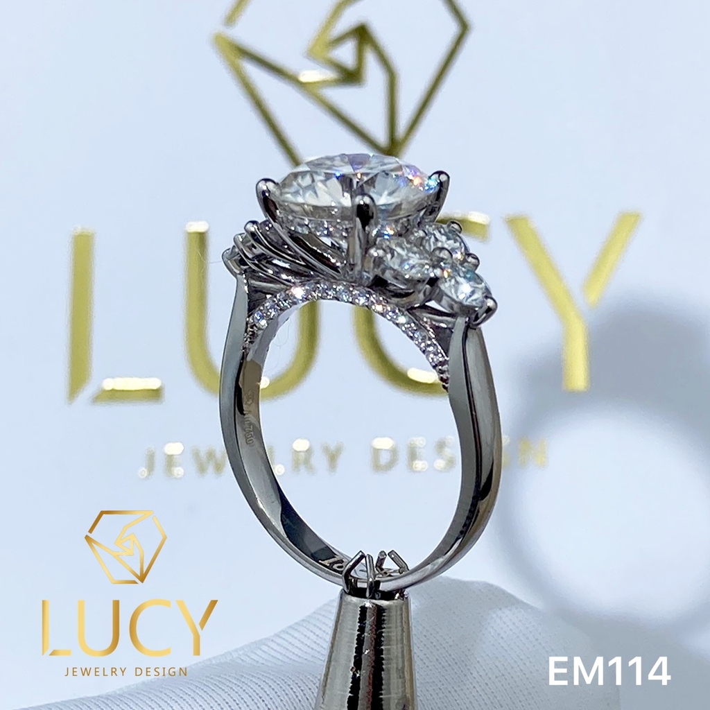 EM114 - Nhẫn cầu hôn đính hôn, Nhẫn vàng nữ, Nhẫn ổ kim cương viên chủ 9.5mm - Lucy Jewelry