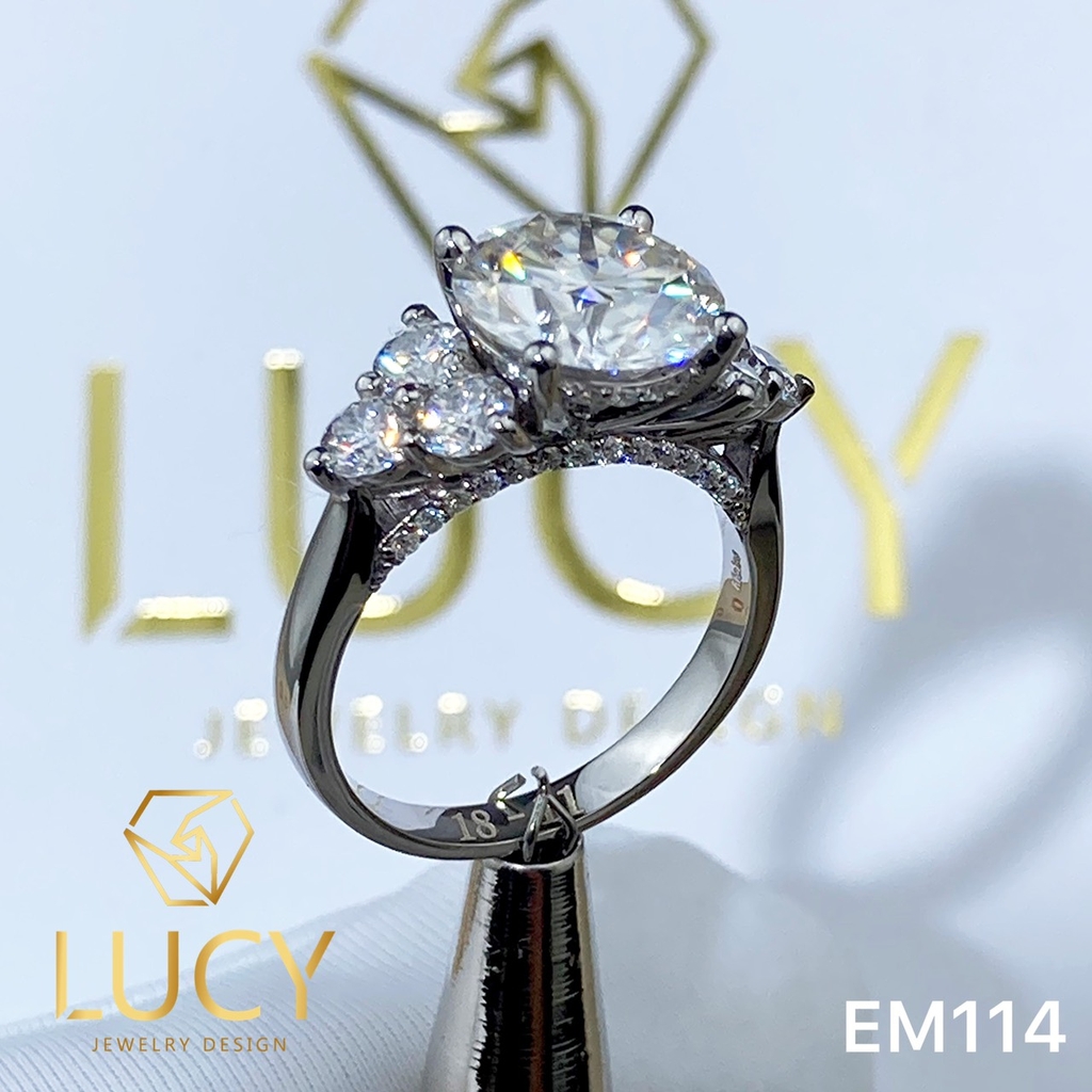 EM114 - Nhẫn cầu hôn đính hôn, Nhẫn vàng nữ, Nhẫn ổ kim cương viên chủ 9.5mm - Lucy Jewelry